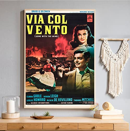 Poster Vom Winde Verweht Poster Retro Movie Poster Wall Art Leinwand Malerei Poster Und Drucke Home Decor 50X70Cm Kein Rahmen