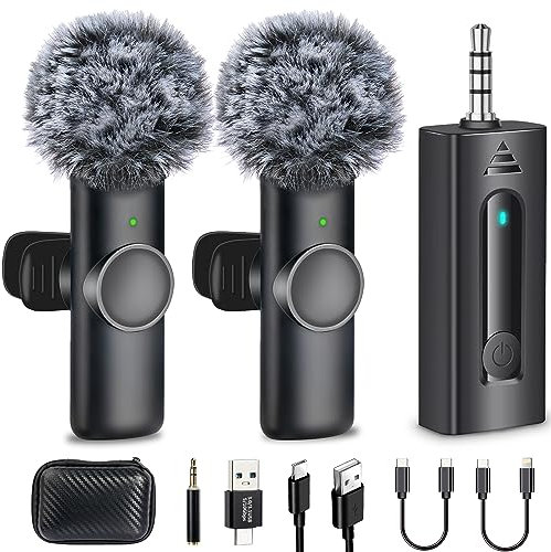SPORTKEE Dual Wireless Lavalier Microphone for Camera/iPhone/Android Phone/Laptop/Computer/GoPro, Professional Plug-Play Lapel Video Recording, Interview, Vlogging, YouTube, Tiktok