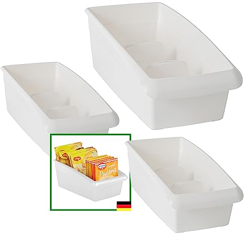 Novaliv Suppentütenboxen 3er Set - 2x klein & 1x groß WEISS - Gewürzaufbewahrung Box - Ordnungssystem für Schubladen - Aufbewahrung & Organisation für Dressing & Backzutaten