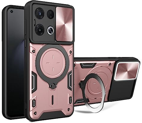 SEAHAI Cover per Oppo Reno 8 PRO 5G (Reno8 PRO 5G), [Militare Anti-Caduta] Silicone Ultra Sottile Stile Fresco Custodia, con Metallo Magnetico Supporto e Protezione Fotocamera - Oro Rosa