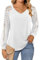 Beluring Ladies Long Sleeve T Shirt Elegant Lace Sleeve Shirt Dressy Top White Size 16 18