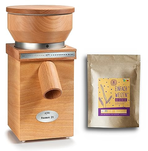 KoMo Fidibus 21 | Made in Austria | Edelkorund und Keramik Mahlstein | + 2,5kg bio Weizen