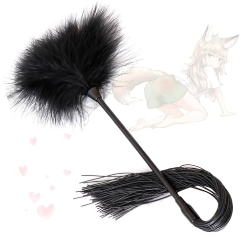 HUNTVE Fouet à Plumes 2 en 1 Accessoire de Costume pour Jeu de rôle élégant (Noir)