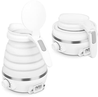 FLOWFX Mini bollitore Elettrico per Il tè Bollitore Elettrico Pieghevole da Viaggio - Silicone Alimentare - Bollitore per Il tè Portatile Pieghevole - Protezione Contro l'ebollizione a Secco - Doppia