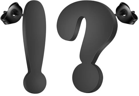 Ohrringe mit Fragezeichen, Edelstahl, Ausrufezeichen, Ohrstecker für Damen und Herren, Satzzeichen, Schmuck, Geschenk