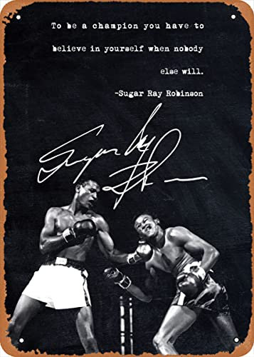 Sugar Ray Robinson Boxing Blechschild 20,3 x 30,5 cm Boxing Legends Vintage Poster Man Cave Dekorativ 20,3 x 30,5 cm