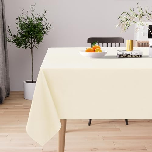 Homaxy Tischdecke Abwaschbar Lotuseffekt Rechteckig 140 x 100 cm Tischtuch Wasserabweisend Tafeldecke Abwischbare aus Polyester Schmutzabweisend Pflegeleicht für Küche Party, Beige