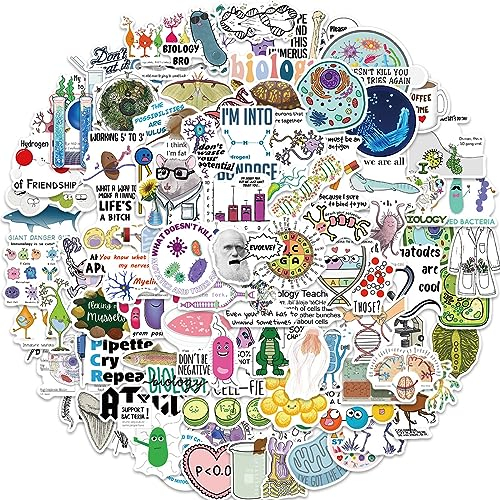 Bric Dodo 100 Stück Biologisches Labor Aufkleber Auto Laptop Telefon Gitarre Skateboard Motorrad Fahrrad Biology Stickers Set Vinyl Wasserdicht Aesthetic Aufkleber für Jugendliche Kinder Erwachsene