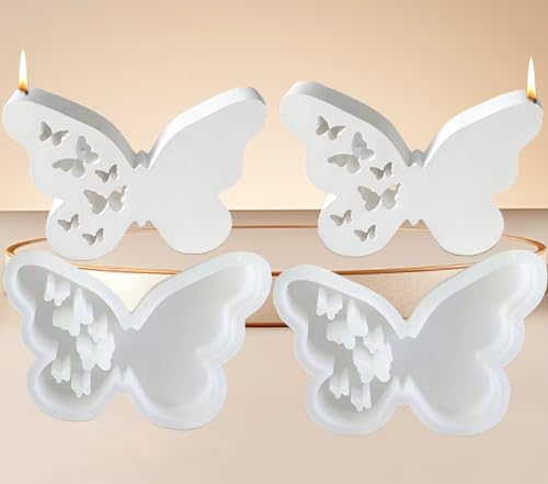2 Stück Schmetterling Gipsform zum Gießen,Ostern Silikonformen, Schmetterling Silikonformen,12X9cm Schmetterling Form Silikon DIY von Kerzen Aromasteinen Seife Sojawachs Kerzen, Gips, Handwerk