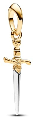PANDORA Game of Thrones Nadel Charm-Anhänger aus Sterling Silber mit vergoldeter Metalllegierung, Kompatibel ME und Moments Armbändern, 763142C00