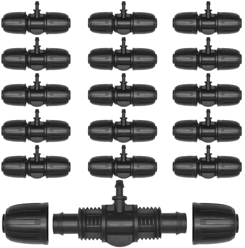 HBSFBH 15 Piezas Conectores en T con Púas para Riego por Goteo, Conector de Tubería en T, Juntas de Tubería de Agua para Mangueras de Goteo, Conectores en T de Plástico para Casas de Flores, Granjas