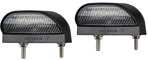 2 x LED Kennzeichenbeleuchtung Nummernschildbeleuchtung 12-24 Volt Anhänger PKW LKW Wohnwagen E-Prüfzeichen Wasserdicht Abmessungen: 74mm x 52mm x 34mm