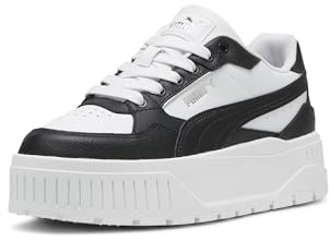 PUMA Damen Karmen II Idol Plateau-Sneaker, Weiß-Schwarz-Silber, 39.5 EU