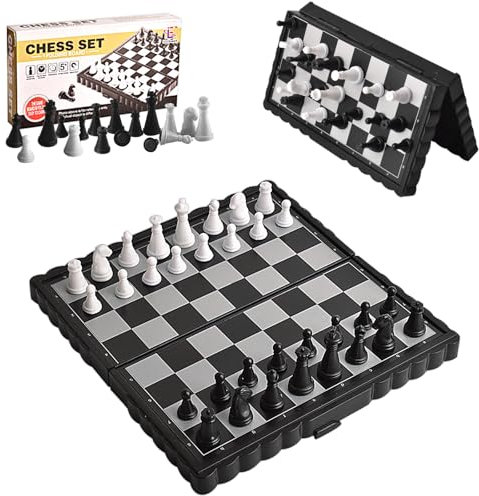 Tablero Ajedrez Magnético, Juego de Ajedrez, Portátil Tablero Plegable Ajedrez Profesional para Viajar niños y Adulto, Juegos al Aire Libre o Regalos (13 X 13CM)