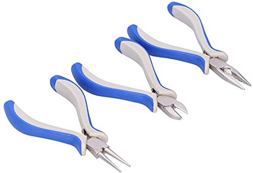 Rankomu Kit de 5 pinces à bec rond, pince à bec aiguille, pince coupante, outils de fabrication de bijoux portables pour travaux manuels, enroulement et serrage