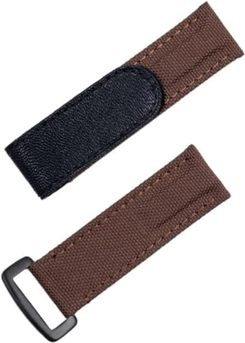 kongsou Buntes Leder-Nylon-Gewebe-Armband Für Rolex Daytona Submariner GMT Yacht-Master-Armband, 20 Mm(Brown)