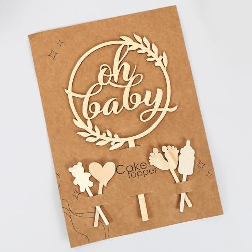 5 Stück Oh Baby Cake Topper,Kuchen Topper Babyparty Tortendeko,Tortendeko Taufe Junge,Babyparty Deko Mädchen,Oh Baby Girlande,Kuchenstecker für Baby Shower,Gender Reveal Party Deko