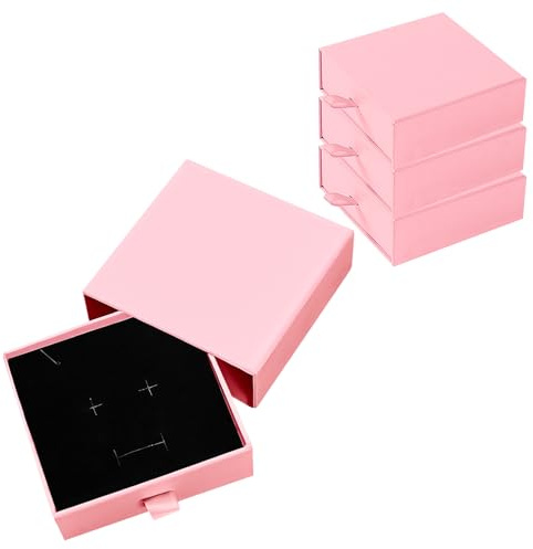 GothicBride Schmuckschachtel 4 Stück,Geschenkschachtel Klein, Schmuck | Geschenkbox mit Deckel Klein,Armband Halskette Schmuckschachtel Valentinstag Weihnachten Hochzeitsgeschenken(Rosa)