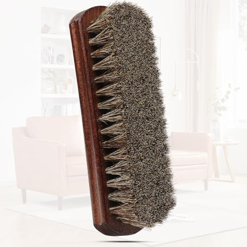 Schuhbürste Rosshaar Lederpflege Naturhaarbürste Polierbürste Glanzbürste für Lederschuhe Stiefel Sneaker Wildleder Couch Ledermöbel Autositze Buchenholz Griff Schuhputzset Zubehör Männer Geschenk