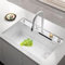Fregadero de cocina blanco Fregadero de acero inoxidable para el hogar cocina de una estación de trabajo con grifo extraíble y varios accesorios (Blanco,80 * 45 * 22cm-1)