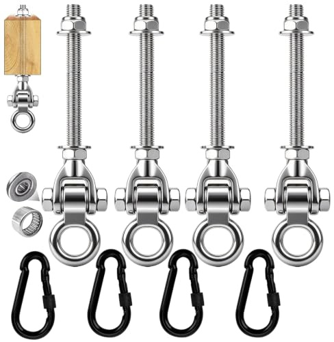Yyiwhmy 4er Schaukelhaken M10, 297mm Edelstahl Schaukelaufhängung Schaukel Hängesessel Aufhängung mit Lagern für Holzbalken Stahlbalken Spielplatz Yoga Schaukel Hängematte Indoor Outdoor, 680kg