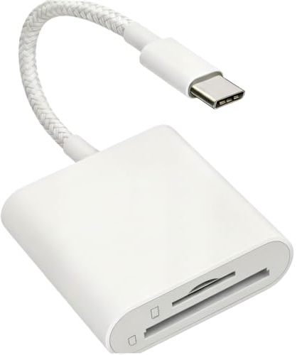 [Apple MFi-Zertifiziert] SD-Kartenleser für iPhone 15 16 17, Kartenadapter mit USB Typ C Micro SD-Speicher, Zwei Steckplätze für iPad/MacBook/Mac, Trail Camera Viewer unterstützt SD/TF-Karte (Weiß)