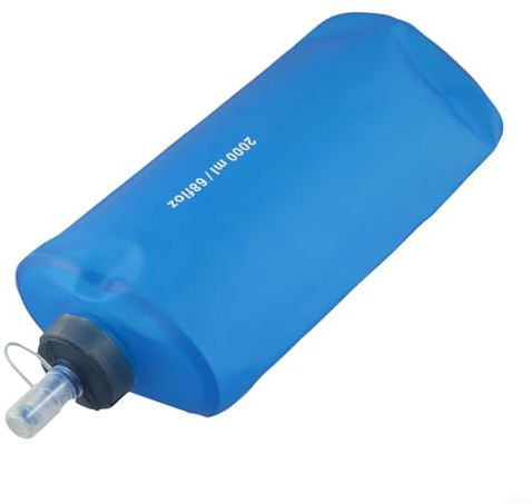Faltbarer Outdoor-Wassersack für Camping, Wandern, 1000 ml / 2000 ml, TPE, tragbare Trinkblase mit 0,01 m Filter, leicht, geruchlos, Blau (2000 ml)