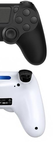 Satevol 2 Pack Controller Wireless per PS-4, Controller di gioco per P4/Pro/Slim/PC, Joystick PS-4 con Doppia Vibrazione e Sensore Giroscopico 6 Assi, Jack Audio 3,5mm, Pannello Touch Nero+Bianco
