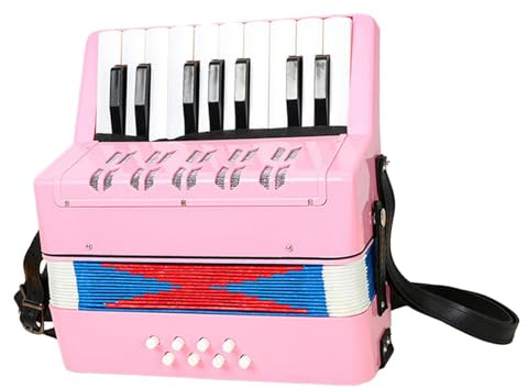 KTUXZCI Akkordeon – Musikinstrument mit 7 Tasten – Fördert spielerisches Lernen bei Kindern – Hervorragendes Musikgeschenk für Kinder und Erwachsene , Rosa , 23 x 10 x 23 cm