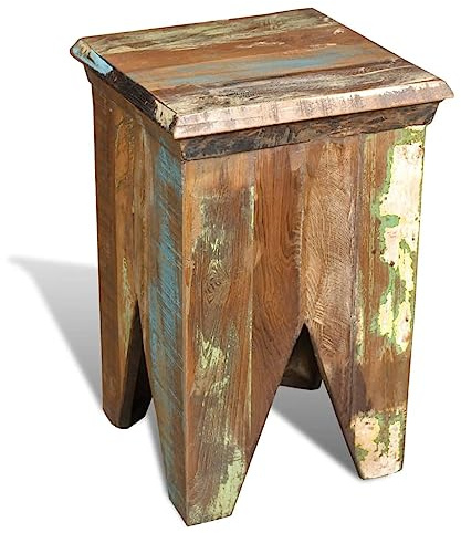 Générique Hocker aus Massivholz, Vintage | Handgefertigt, antiker Stil, 4 stabile Füße, einzigartig für Haus oder Cafe