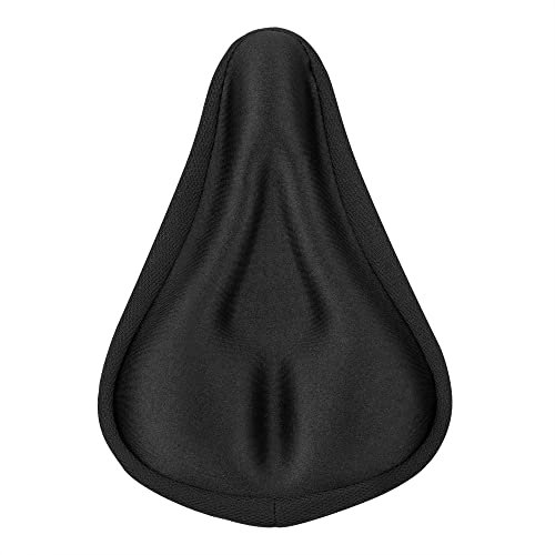 Jazooli Gel & Foam Padded Bike Seat Cushion - Non-Slip Bicycle Saddle Cover with Drawstring Strap, Comfortable, Soft, Wide, Breathable - For Exercise Bikes, Road Bikes & Electric