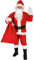 Foxxeo 9-teiliges Weihnachtsmann Nikolauskostüm Kostüm für Herren Mit - Mütze, Bart, Gürtel und Handschuhe, Gr.-S, Rot-Weiß