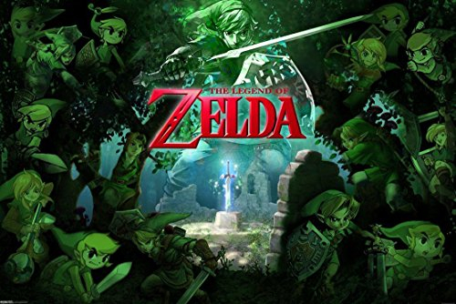 Nintendo The Legend of Zelda Poster Link Schwert (91,5cm x 61cm) + Original tesa Powerstrips® (1 Pack/20 STK.)