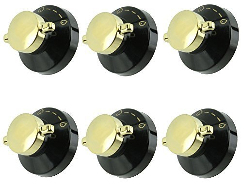 Stoves Genuine Gas Oven / Cooker / Hob Flame Control Knob (Black & Gold, Pack of 6)