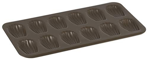 GOBEL - Plaque de 12 Madeleines - 39,5 x 20 x 1,7 cm - Empreinte : 8 cm - Acier - Revêtement Antiadhérent Bicouche Garanti sans PFAS - Qualité Professionnelle – Fabriqué en France