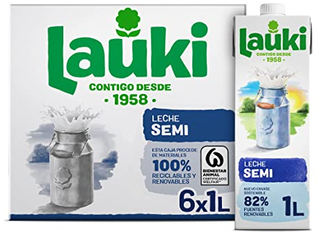 Lauki Leche Semidesnatada - Pack de 6 x 1 L- Total: 6 L
