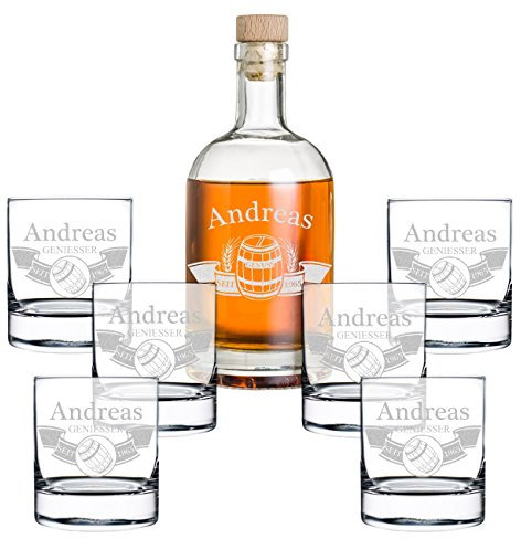 polar-effekt Set Regalo con Bottiglia da Whisky e Bicchiere da Whisky con Incisione.