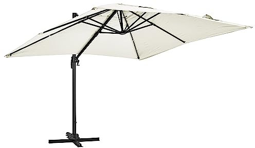 Oviala Parasol déporté Rotatif 3 x 3m en Aluminium écru