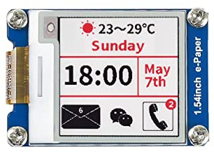 Waveshare 1.54Inch E-Paper Display Module(B) V2,200x200 Resolution 3.3v/5v E-Ink Electronic Screen with Embedded Controller,Red Black White Three-Color for Raspberry Pi/Jetson Nano/Arduino/STM32