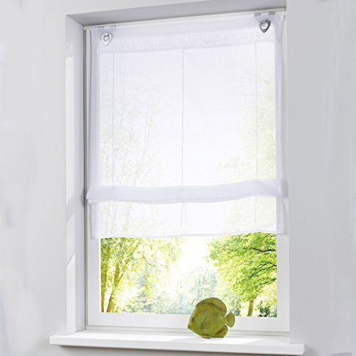 SIMPVALE 1 Pieza Cortinas Estor para Cocina y balcón – Fácil de Colgar, Poliéster, Blanco, Ancho 80cm/Altura 150cm