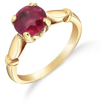 Galaxy Gold GG Solitärring aus 18 Karat massivem Gelbgold, Rubin, 2 Karat, 8.5, Edelstein Metall, Rubin
