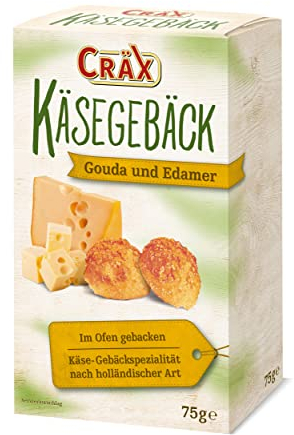 Cräx Käsegebäck mit Gouda und Edamer - Knusprige Cheese-Snacks, im Ofen gebacken - Knabberzeug, Snack-Gebäck, Spezialitäten aus Holland - Ideal für Party- und Heimkino-Abende - 14er Pack (14 x 75 g)