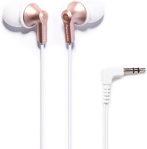 Panasonic, RP-HJE120-N, Auriculares intraurales ErgoFit con cable, sonido dinámico nítido, suaves y ergonómicos, ajuste personalizado S, M y L, conector Jack de 3,5 mm para teléfonos y portátiles, Oro