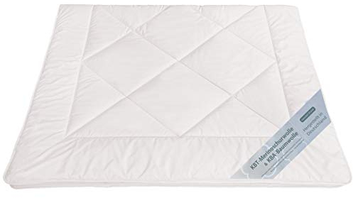 franknatur - Bettdecke Ganzjahr Schurwolle kbT Baumwolle KBA Bio 155x220 Natalia