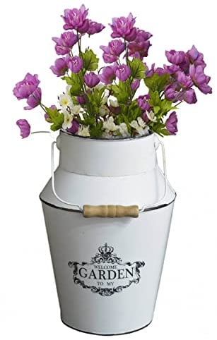 Hogar y Mas Lechera/Macetero Decorativo Vintage Blanca Welcome Garden 27X13X13,5 cm