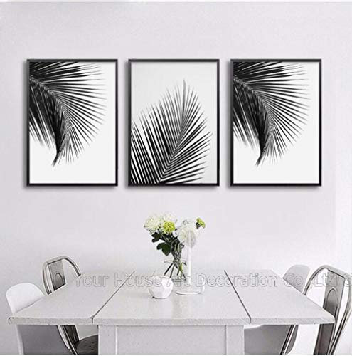 SHINERING Noir Blanc Palmier Feuilles Affiche Décor pour Le Salon Photos Mur Art Toile Peinture Peintures Minimalistes No Frame