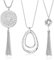 Finrezio 3 Stück Lange Kette für Frauen Damen Pullover Halskette Quaste Y-Kette Anhänger Modeschmuck Silber