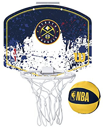 Wilson Mini Panier de Basket, Hoop NBA TEAM MINI HOOP, DENVER NUGGETS, plastique, Noir