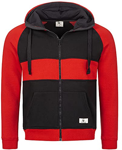 Rock Creek Herren Sweatjacke Hoodie Kapuzenjacke Kapuzenpullover Herren Reißverschluss Pullover Übergangsjacke Fleecejacke Herrenjacke H-278 Schwarz-Rot XL