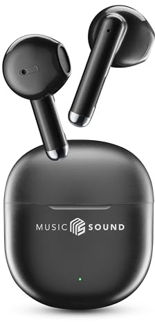 Music Sound - Breeze Kabellose Bluetooth-Ohrhörer mit Farbiger Hülle und Touch-Steuerung, Bis zu 20 Stunden Wiedergabezeit, Automatisches Koppeln, Kapsel-Design, Kompakt und Tragbar